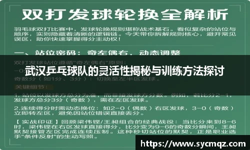 武汉乒乓球队的灵活性揭秘与训练方法探讨